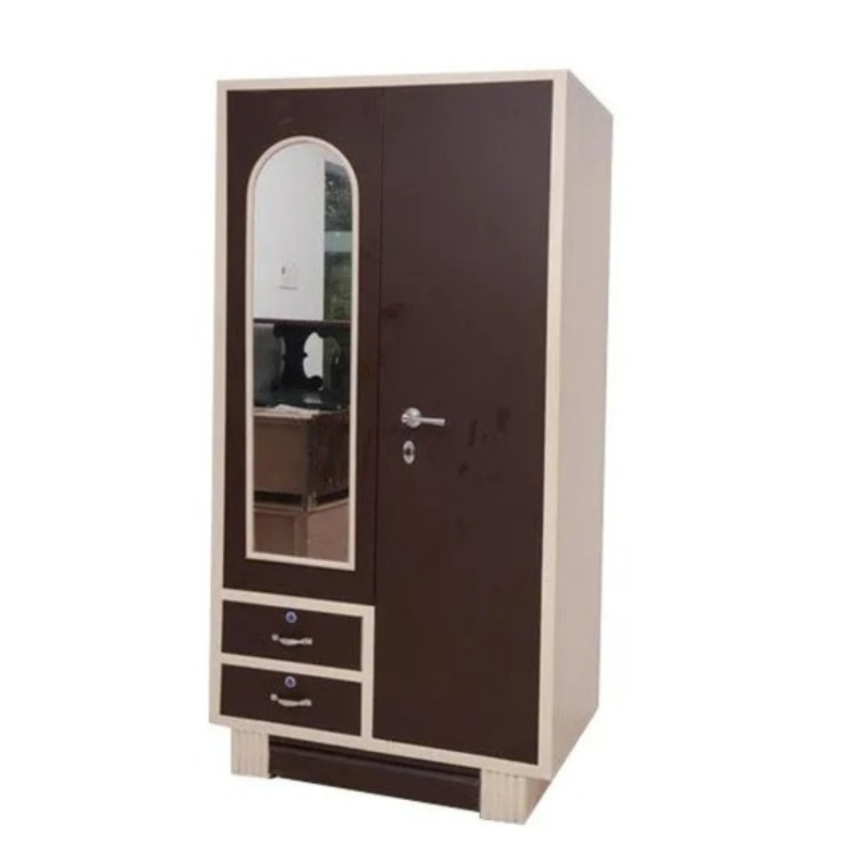 Double Door Steel Almirah With Mirror Metal Storage Wardrobe for Home